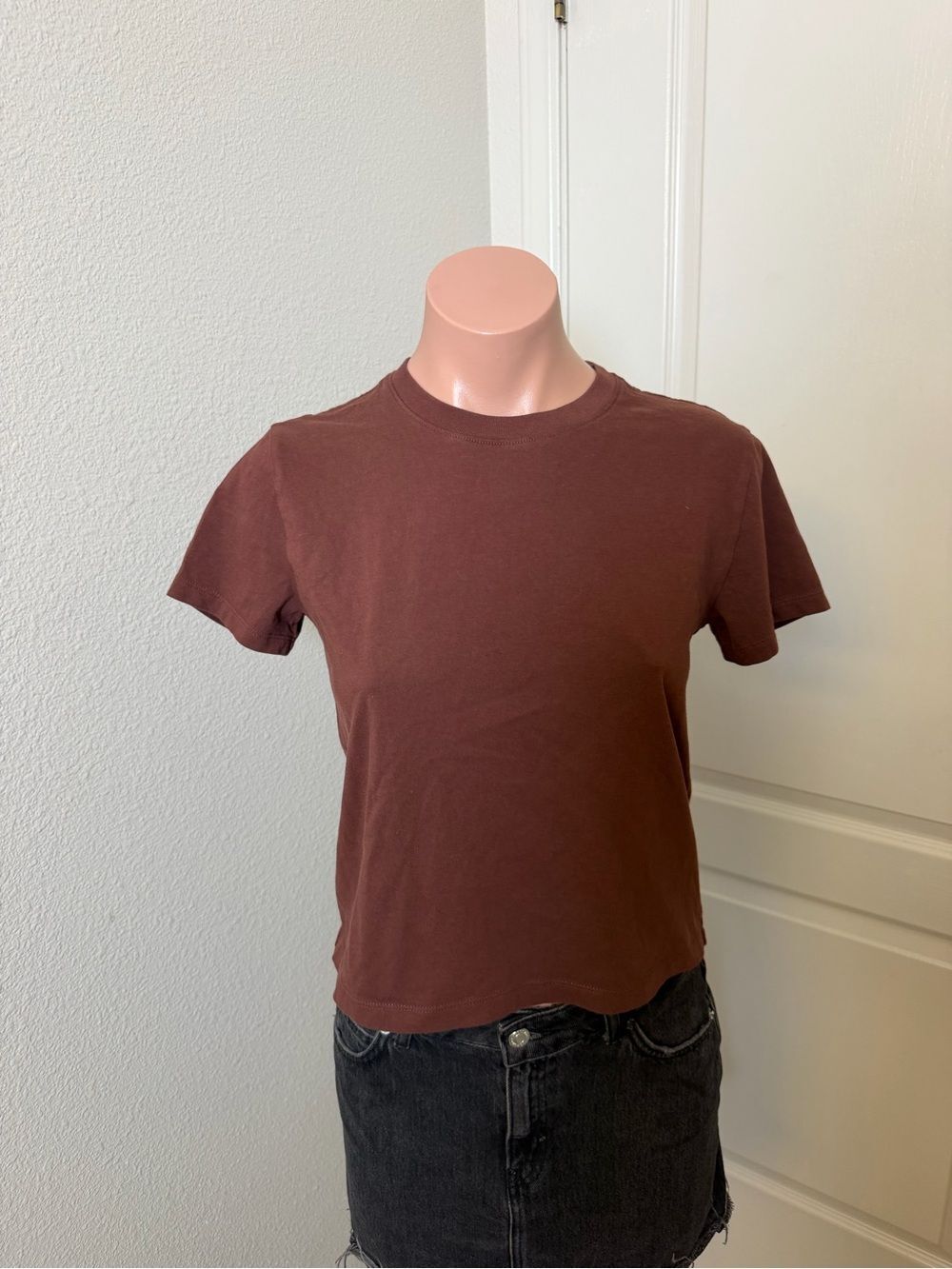 Everlane Women's Short Sleeve Crewneck Tee in Chocolate Brown